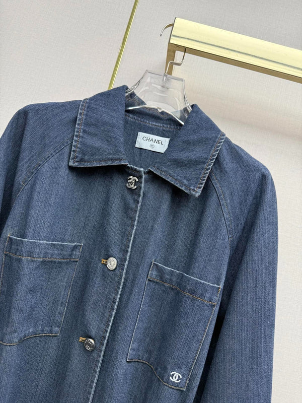 CC 2026 Denim Long Coat Blue Cotton 771515