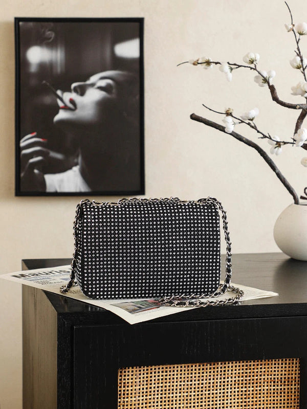 CC 2026 Classic Flap Bag 20cm With Sparkling Stones Leather
