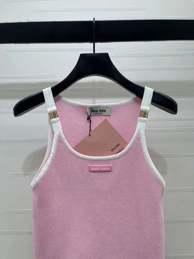 Miu 2026 Block U-Neck Knitted Vest Wool 375011