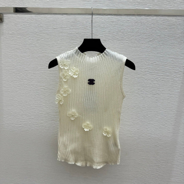 Chanel Gilet tricoté à col roulé floral 2026 Laine 200735