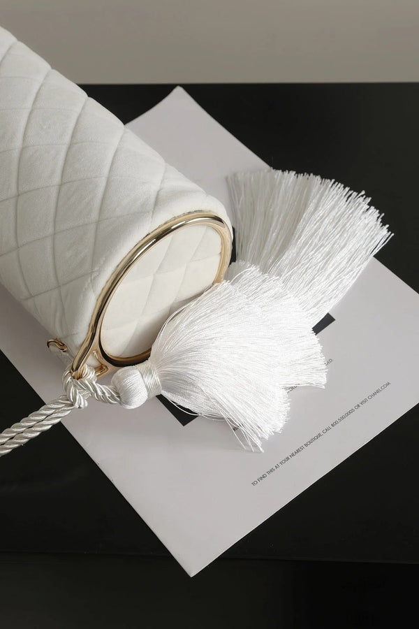 CC 2026 Clutch With Strap 23.5cm White Velvet Leather