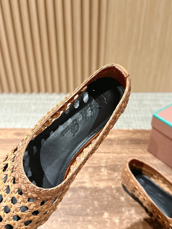 BALLERINES POINTUES LP 25S EN PEAU D'AGNEAU MARRON CLAIR