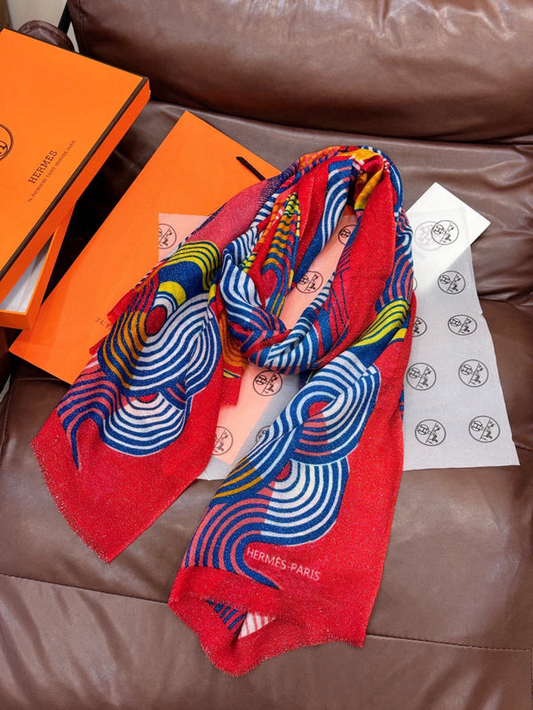 HM 25s Scarf 140cm Red Orange Cashmere 976205
