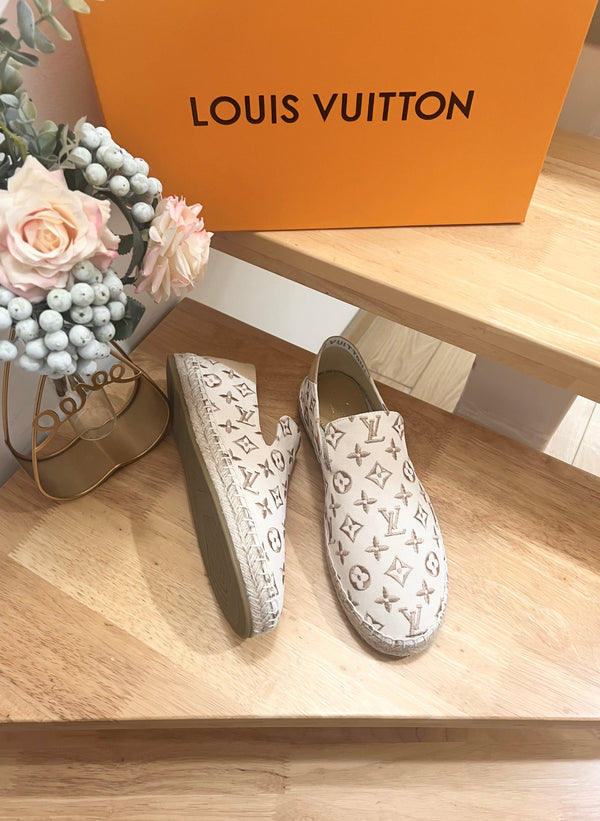 Mocassino slip-on Bidart in tela monogramma beige 240631