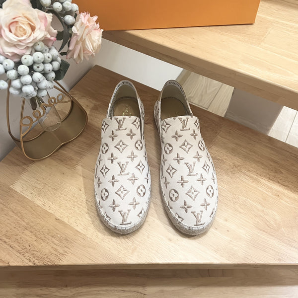 Mocassino slip-on Bidart in tela monogramma beige 240631