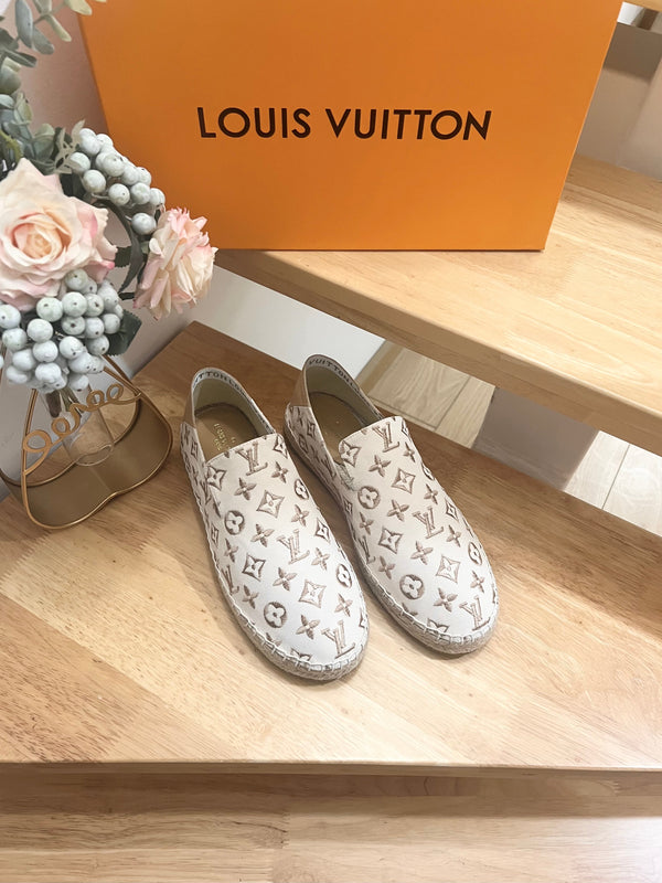 Mocassino slip-on Bidart in tela monogramma beige 240631