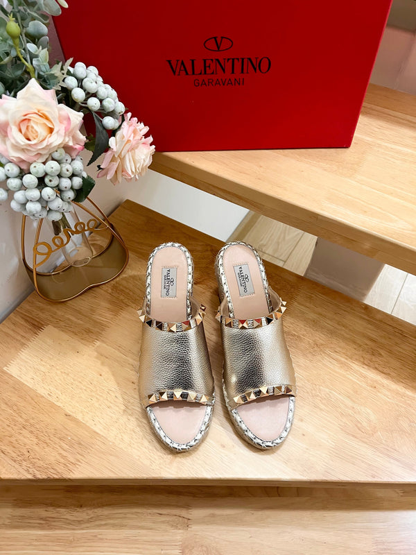 Valentino Mule Wedge Pelle Argento 240593