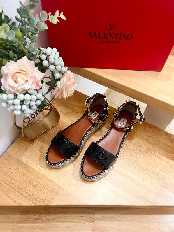 Valentino 25 Platform Sandal Black Leather 240600