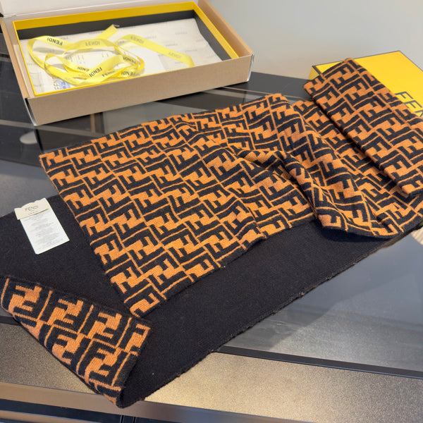 FF 180CM Two-tone Camel Black Wool Cashmere 103886