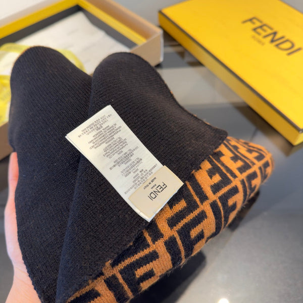 FF 180CM Two-tone Camel Black Wool Cashmere 103886