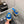 THICK SOLE WEDGE SLIPPERS IN COBALT BLUE LAMBSKIN AND BEIGE RUBBER