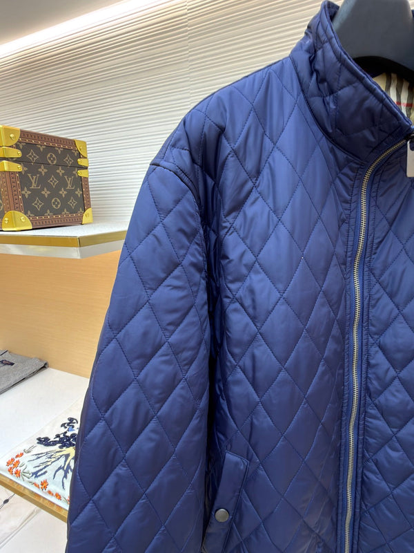 Burberry 25 Quilted Down Jacket Blue Nylon Fabric