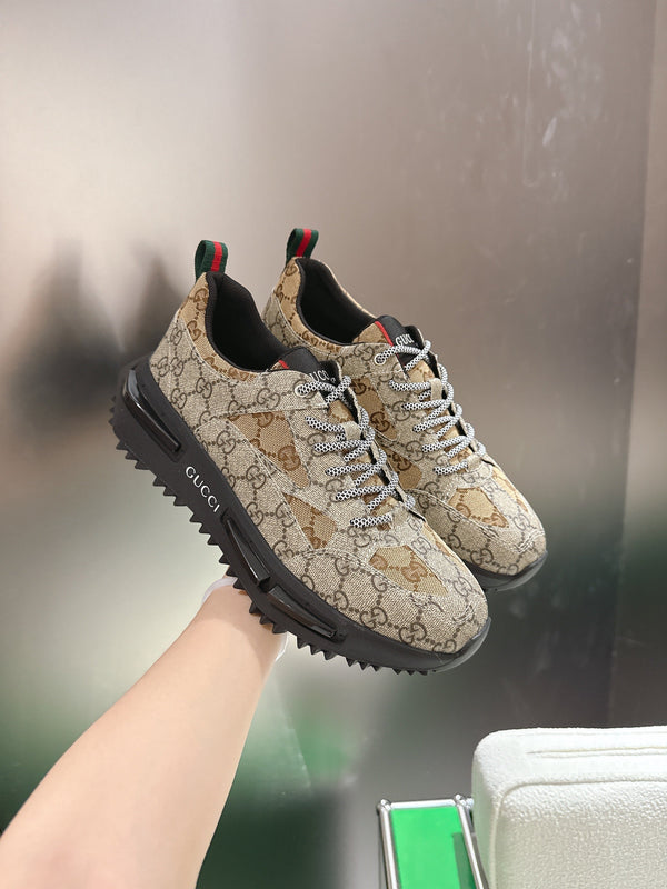Gucci Rhyton Sneakers Dank Beige and Camel Supreme Canvas 507552