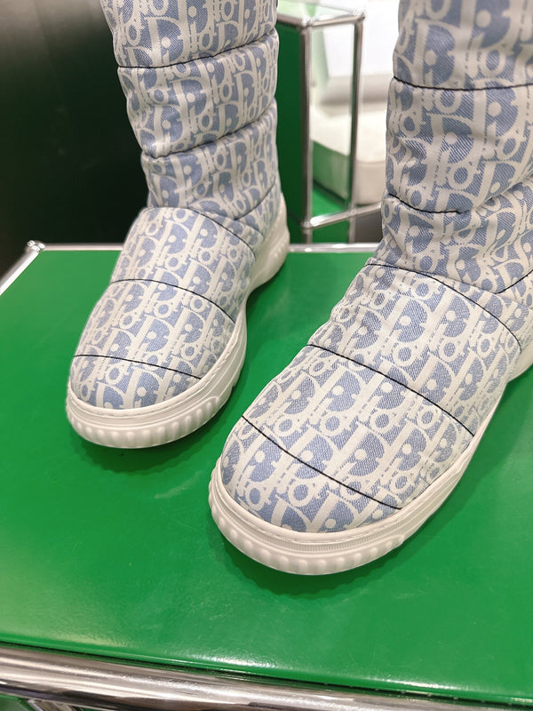 Dior 2025 Frost Ankle Boot Blue White Frabic Calfskin Wool 507566