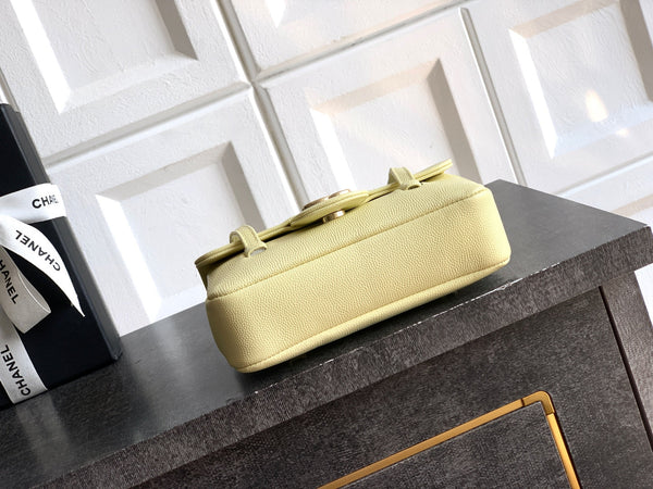 CC 26s Preppy Coco Bag 17cm Lemon Yellow Caviar Leather GHW