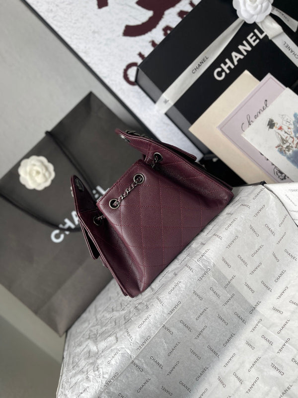 CC 26c Hobo Bag 22cm Burgundy Caviar Leather SHW