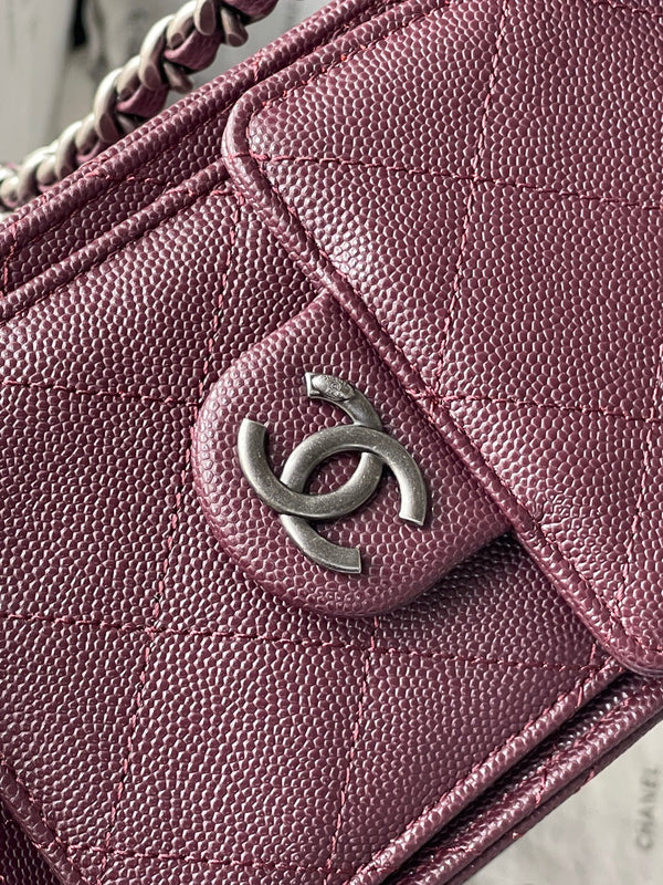 CC 26c Hobo Bag 22cm Burgundy Caviar Leather Gun Hardware