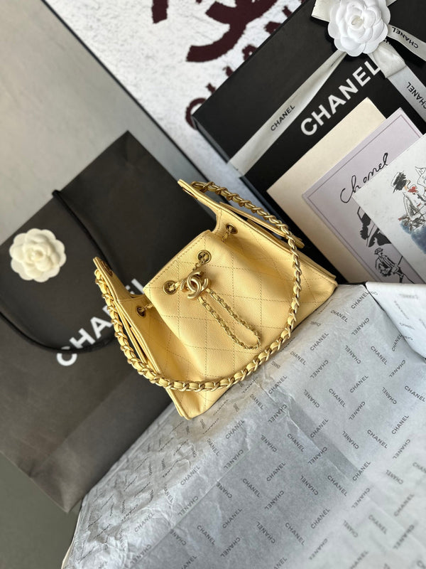 Sac Hobo CC 26c 22cm en Cuir Caviar Jaune Citron