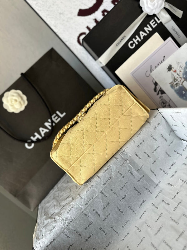 Sac Hobo CC 26c 22cm en Cuir Caviar Jaune Citron
