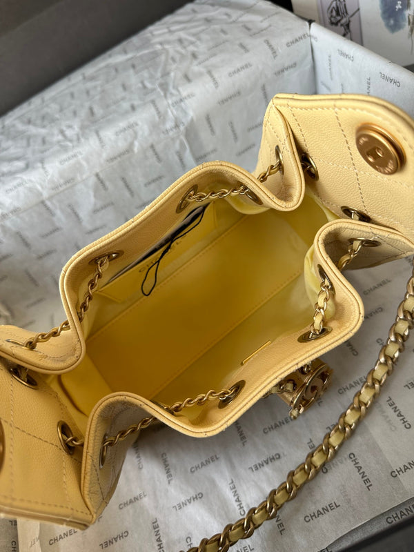 Sac Hobo CC 26c 22cm en Cuir Caviar Jaune Citron
