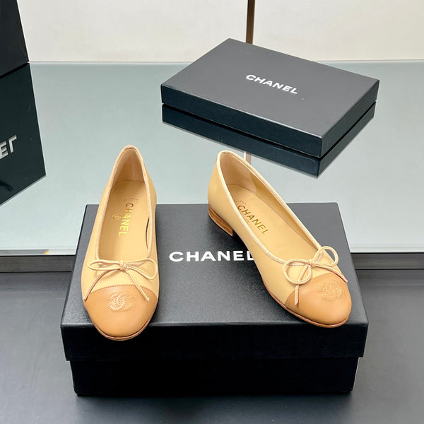CC Ballerine 20mm Beige Pelle di Montone Mix Motivo Oro 266678
