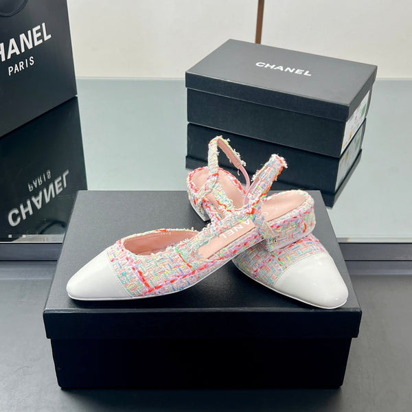 CC Slingback 2.5cm Pink Multicolor Tweed