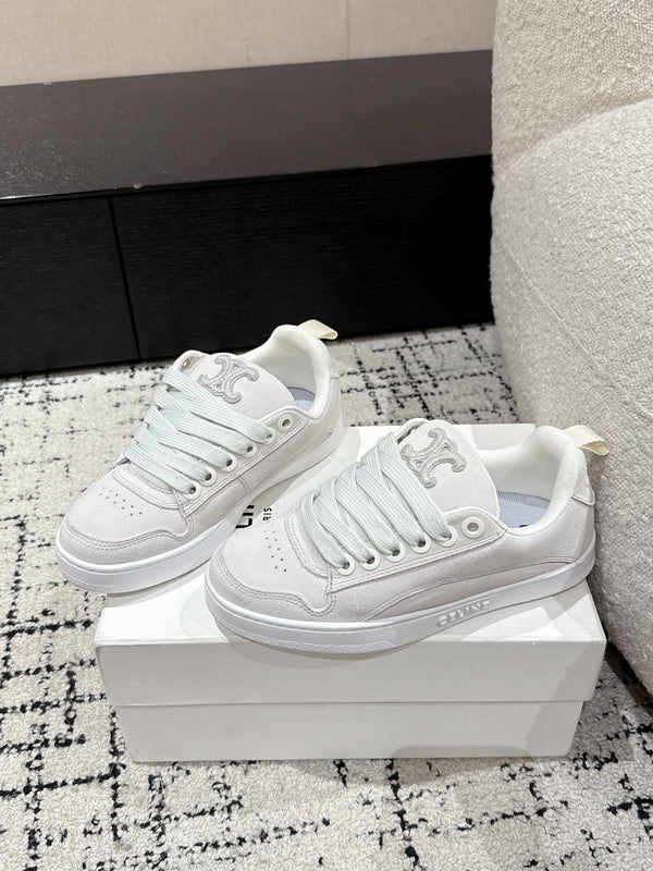 CELINE 25C Huntington Low Top Sneaker White Suede 232344