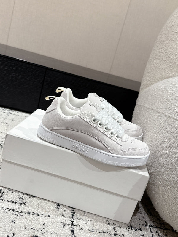 CELINE 25C Huntington Low Top Sneaker White Suede 232344
