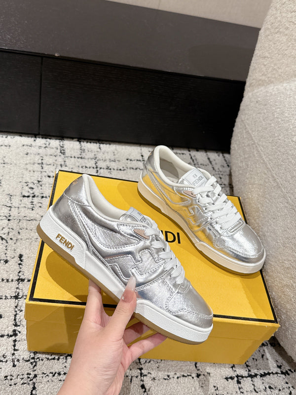 Fendi Match Trainers Sliver Leather 679603