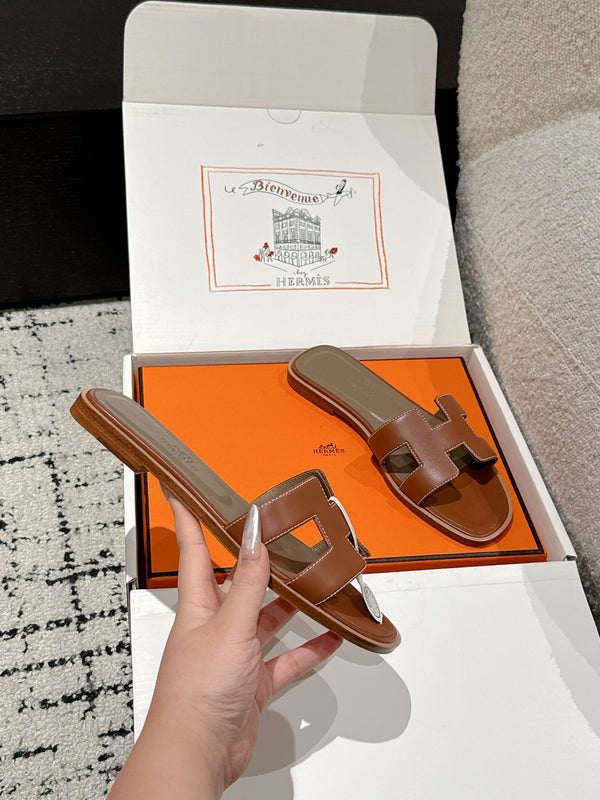 HM 25 Oran Sandal Dark Brown Etoupe Calfskin