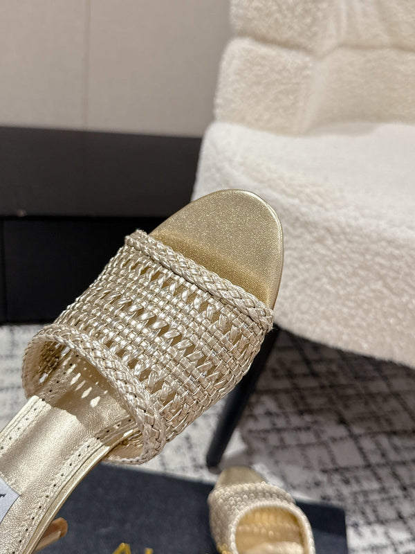 ALAIA Muller high-heeled metallic gold woven leather