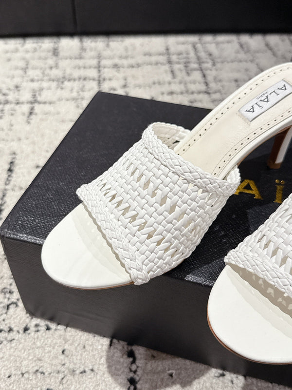 ALAIA Muller high-heeled white woven leather