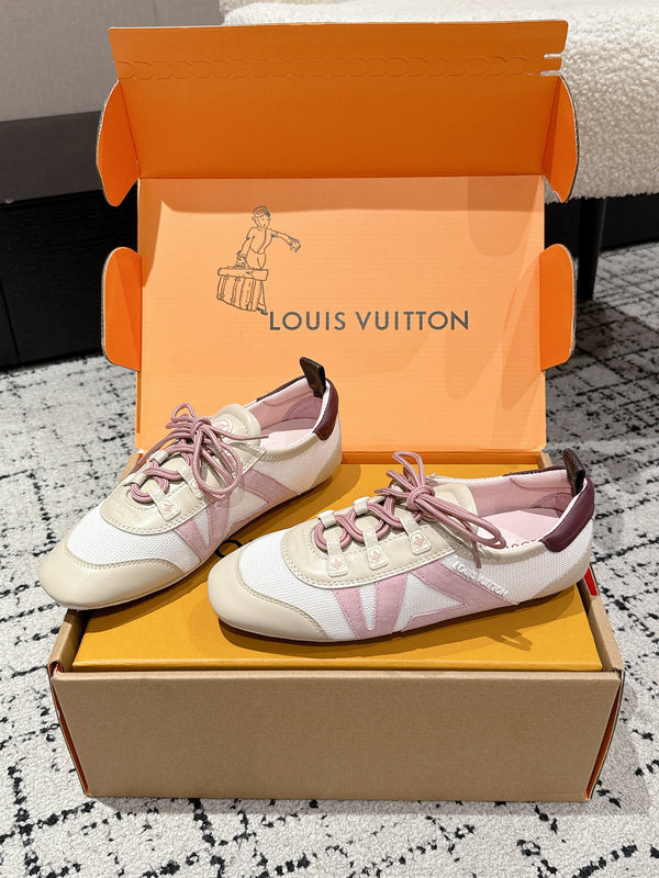LV Sneakerina ballet-style sneaker pink beige cowhide 383387