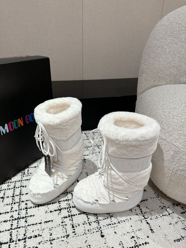 Moon Boot Icon Faux Fur Boots White Shearing 541979