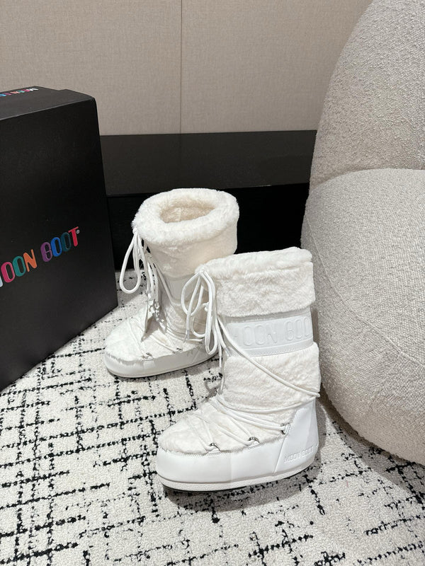 Moon Boot Icon Faux Fur Boots White Shearing 541979