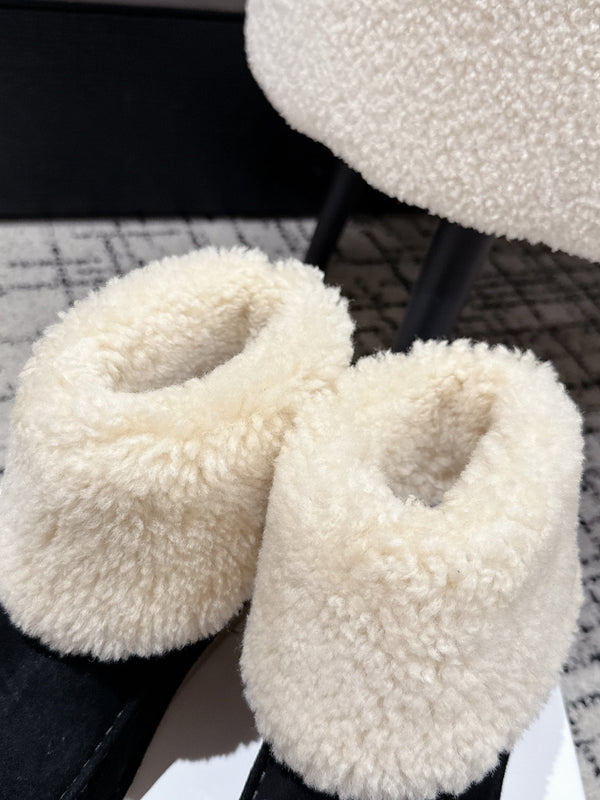 Chloe Snow Boots Black Suede Wool 514335