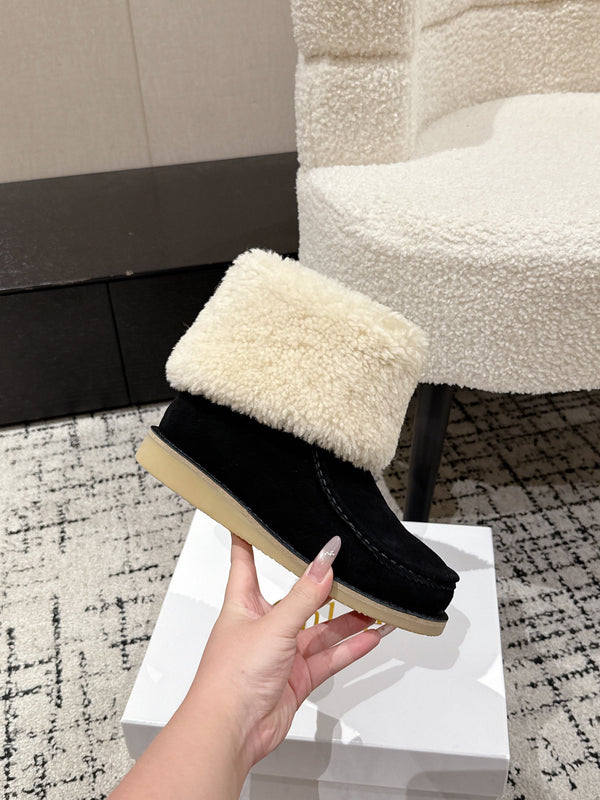 Chloe Snow Boots Black Suede Wool 514335