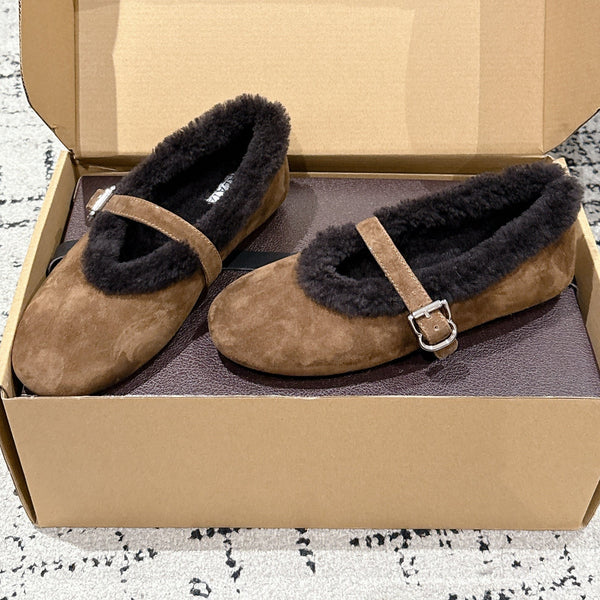 Alaia 2025 Ballet Flat Brown Black Suede Wool 558672