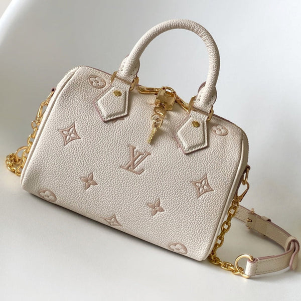 LV Speedy 20 Bandoulière Bag Beige Embossed cowhide 252519