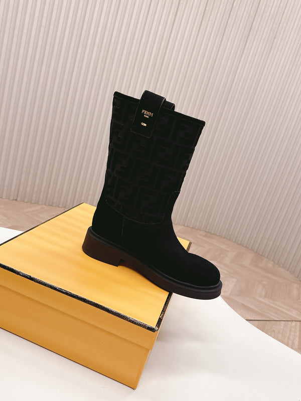 Fendi 25 Short Boots Black Suede 500935