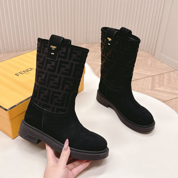 Fendi 25 Short Boots Black Suede 500935