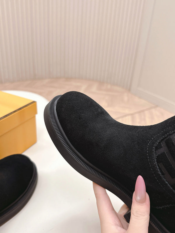 Fendi 25 Short Boots Black Suede 500935