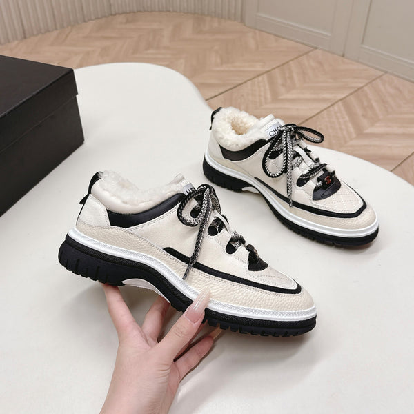 CC 25B Panda Sneakers White Fur Leather 542365