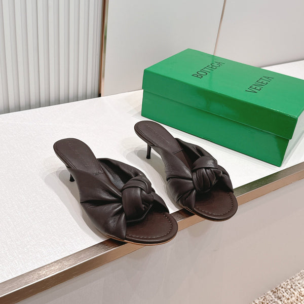 BV Maroon Knotted Slides 5.5cm Coffee Leather 798048