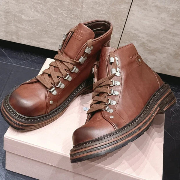 Miu 2026 Hiking Ankle Boots Cowhide 954315