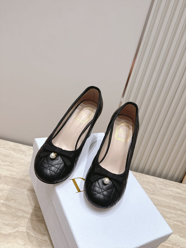 D 26s Block Heel Pumps 7cm Black Cannage Quilted Leather 121654