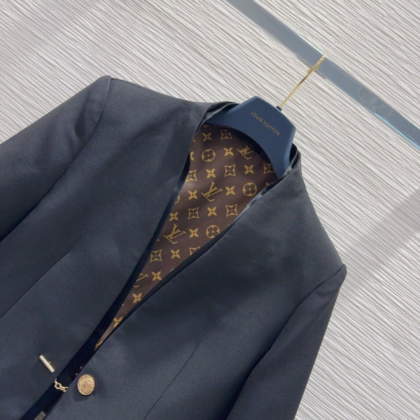 LV 25 Flower Jacket Black Polyester Wool