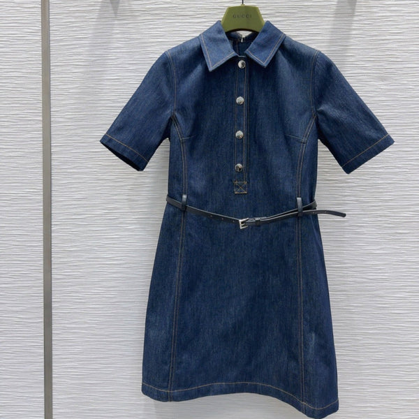 Gucci 25 Denim Dress Blue Cotton