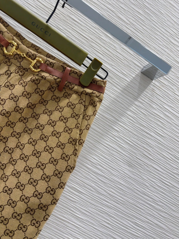 Gucci 2025 Pant Camel and Ebony Polyester Fiber