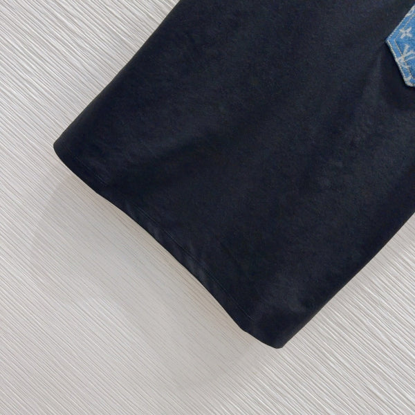 LV 25 Denim Pocket T-shirt Black Cotton